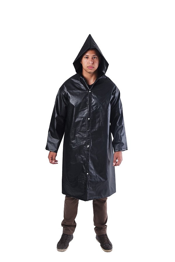 Capa de Chuva PVC Forrado Impermeável e Resistente c/Capuz CA 33304