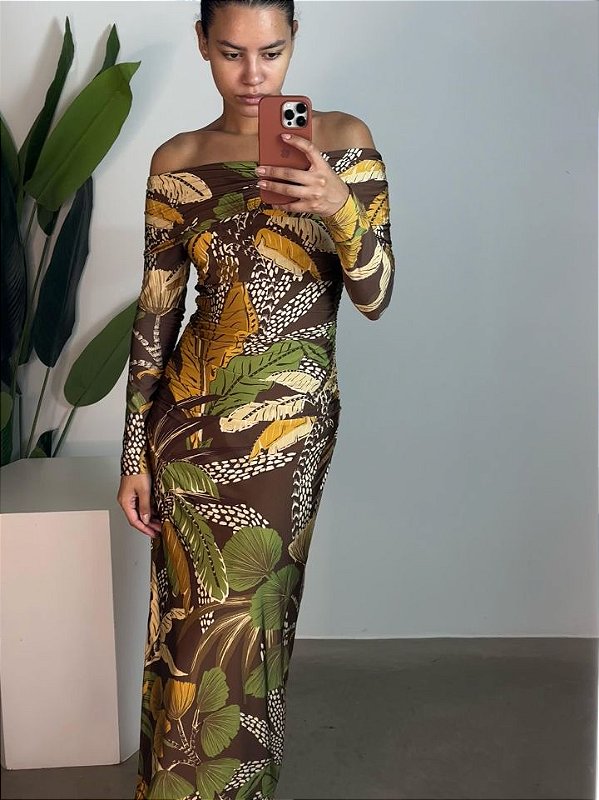 VESTIDO LONG FRANZIDO FLORESTA SKETCH 339135
