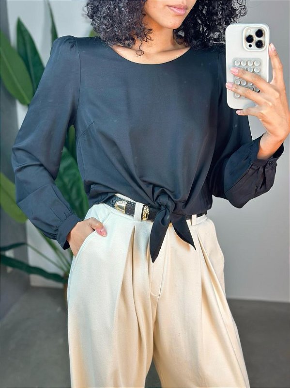 Blusa Feminina De Amarrar  G2844 Preto