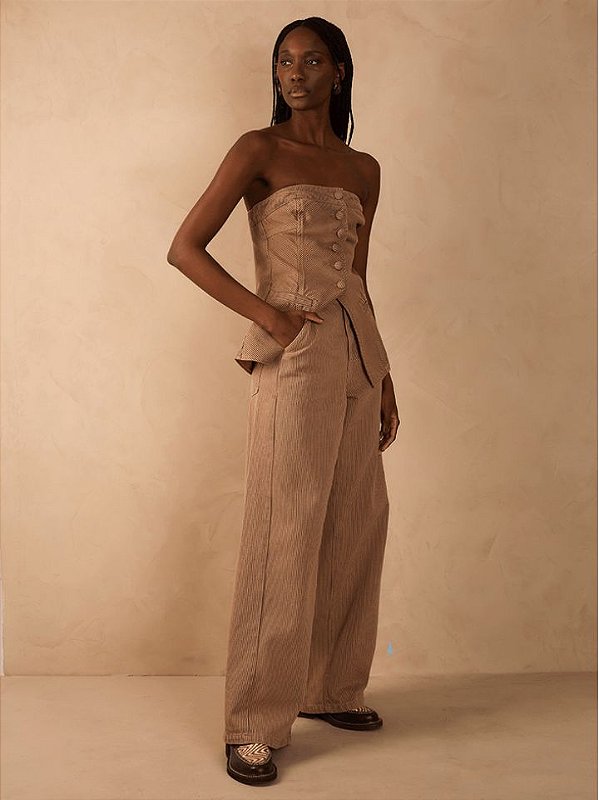 Dress Calca Fem Cargo Jeans, Color ,Social 03011849 Marrom