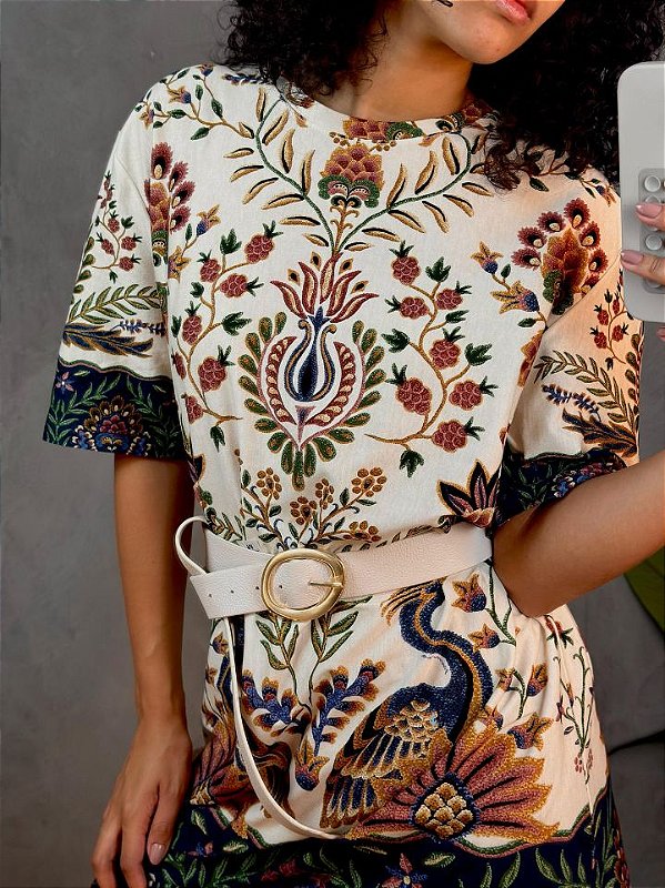 Farm Vestido Jardim Maravilhoso Curto 342160 Bege Claro