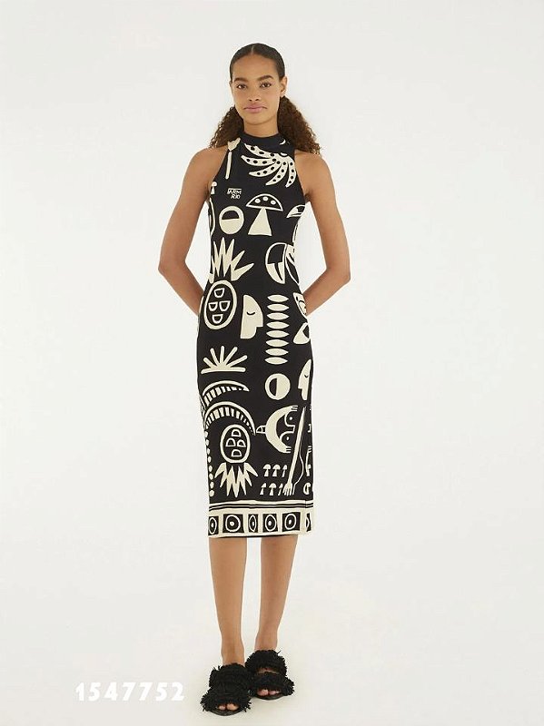 Farm Vestido Midi 344640 Preto