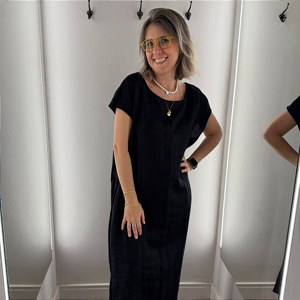 Cor Doce Vestido Midi 9441 Preto
