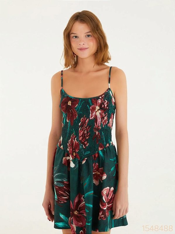 Farm Vestido Curto 346351 Verde Escuro