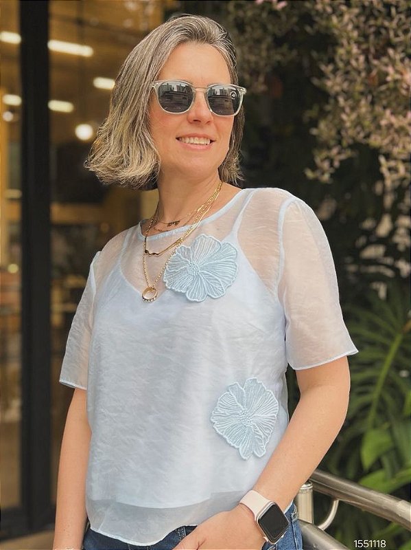 Betelgeuse  Blusa Fem Tecido M/C  56170 Azul Claro