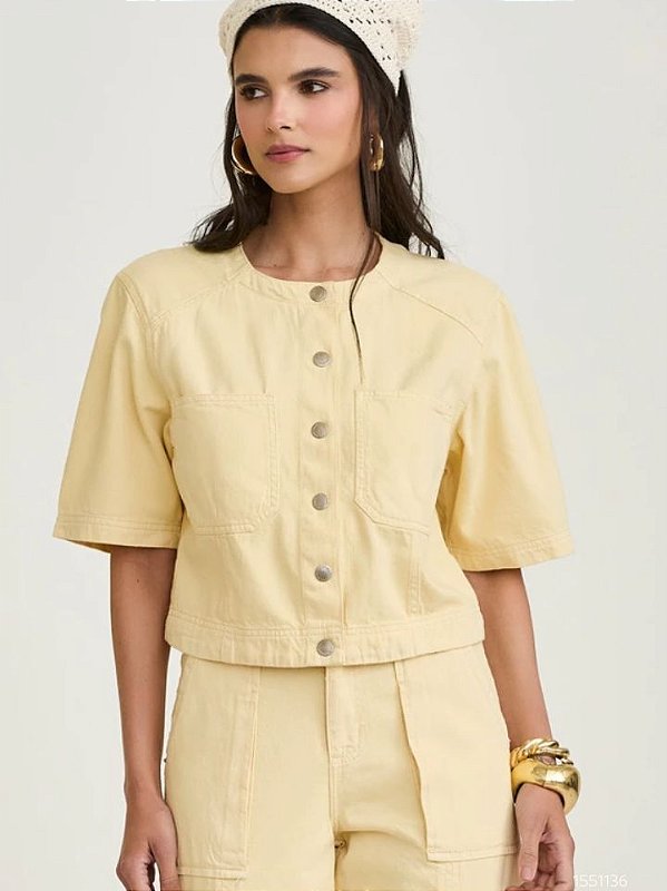 Trama Camisa Fem M/C  23651 Amarelo Claro