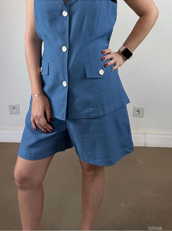 Pele Macia Shorts E Bermudao Fem Social(Alfaiataria) 70090 Azul