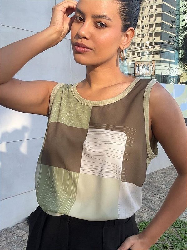 Gatos E Atos Regata Tecido  G3200 Verde