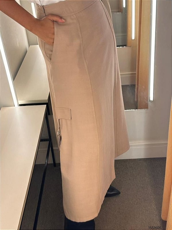 Gatos E Atos Saia Midi G3131 Caki