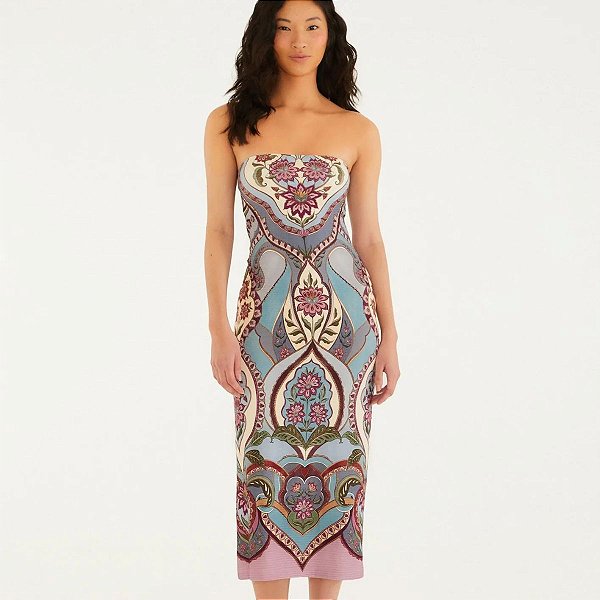 Farm Vestido Midi 347557 Azul Acinzentado