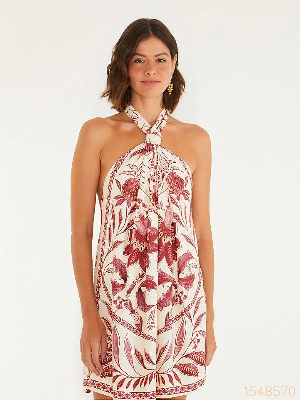 Farm Vestido Curto 347597 Bege Crema