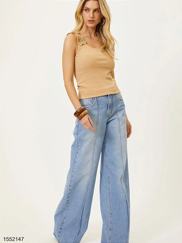 Hit Calca Fem Wide Leg Jeans E Color,Social T26003 Used Claro
