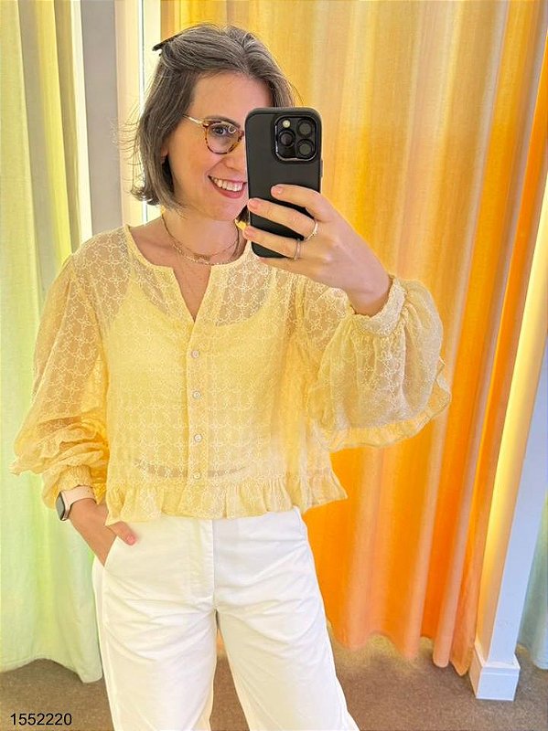 Manaca Blusa Fem Tecido M/L 325 Amarelo Manteiga