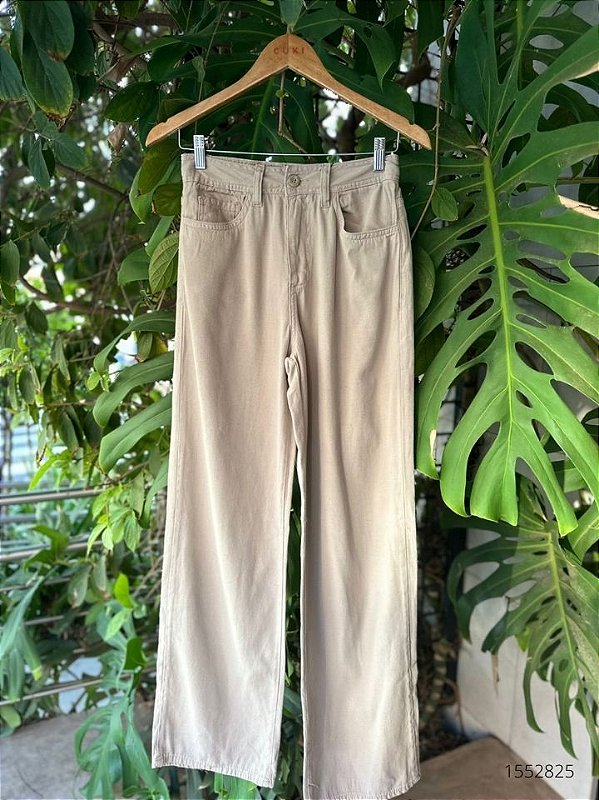 Peoples Calca Fem Wide Leg Jeans E Color,Social 205861 Verde Lima