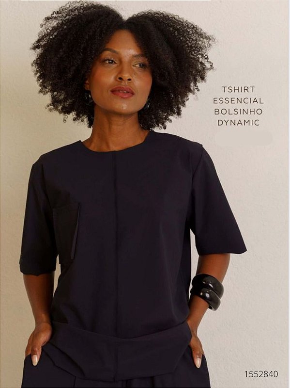 Santa Costura Tshirt Fem  088Blu Preto