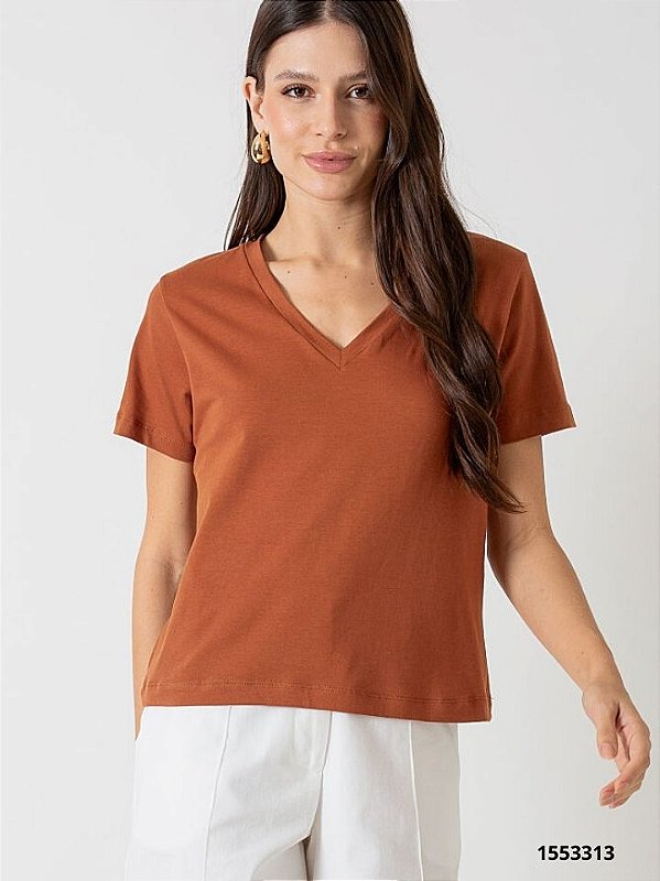 Nice Club Blusa Fem Malha M/C  250912 Marrom Claro