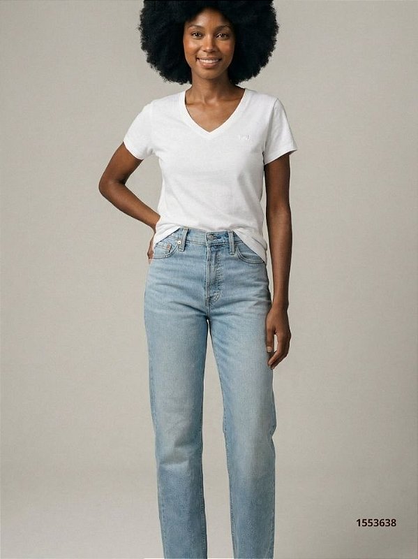 Levis Ribcage Straight Ankle Botao (Reta) Fem. 726930222 Delave
