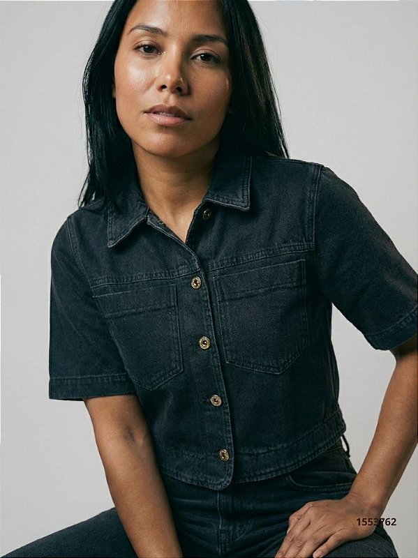 Monnari Camisa Fem M/C  Ca6163 Jeans Black