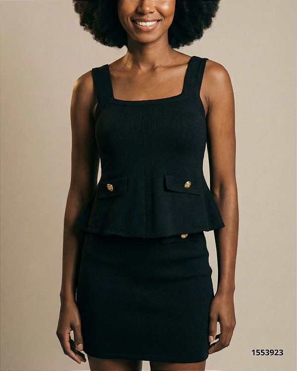 Ad Malha Tricot Conjunto  Xx211 Preto