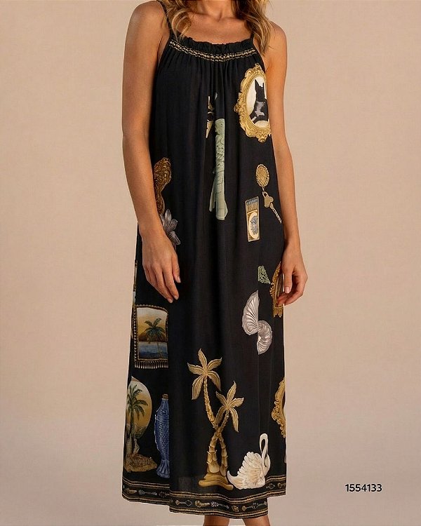 Farm Vestido Longo 356685 Preto