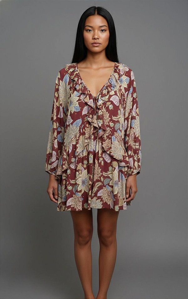 Farm Vestido Curto 355043 Vinho