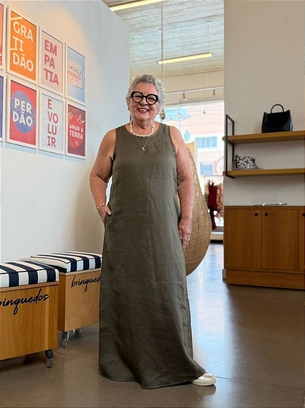 Shanes Curves Vestido Midi 16004 Verde Musgo