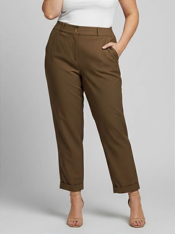 Shanes Curves Calca Fem Social(Alfaiataria)  46002 Marrom Claro