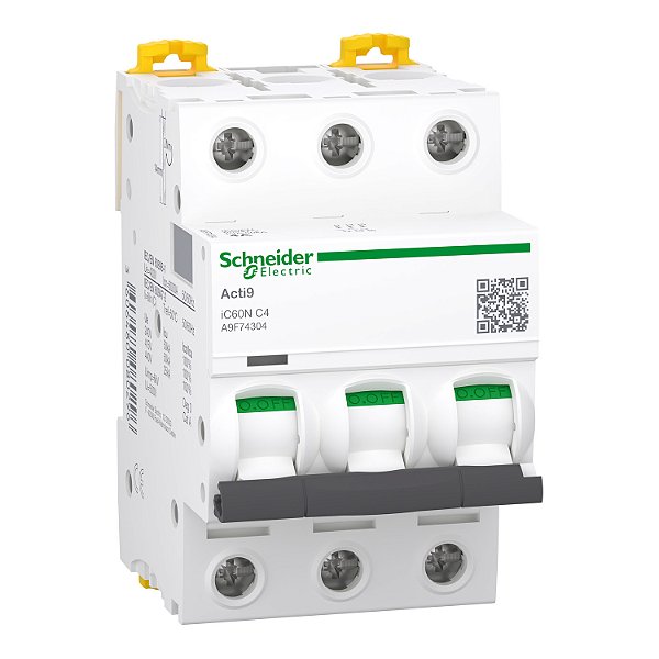 Disjuntor Tripolar IC60N 4A Curva C 6kA 440Vac A9F74304 Schneider