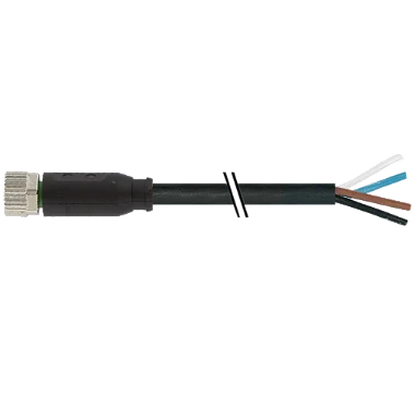 CABO PVC M8 FEMEA RETO + ABERTO 4P PT 3M