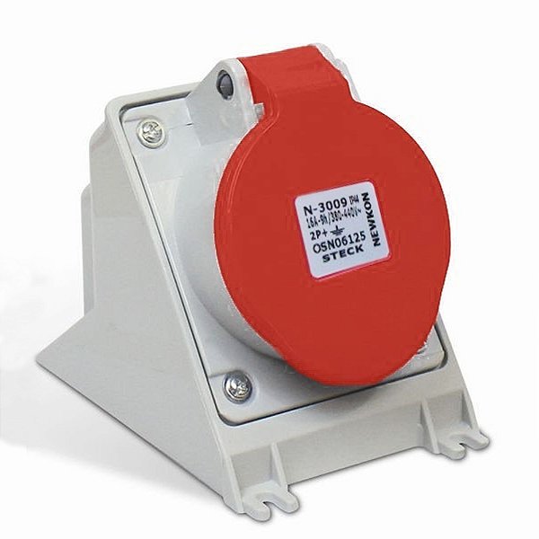 Tomada Sobrepor Newkon 2P+T 16A 380/440V Vermelha N3009 Steck