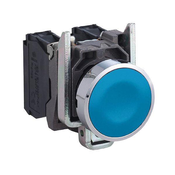 Botão 22mm metálico retorno por mola azul 1NA XB4BA61 Schneider