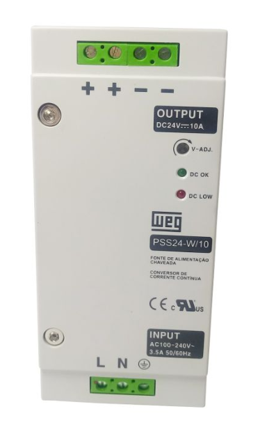 Fonte de Alimentação Monofásica, IN: 85...264Vca, Out: 10A, PSS24-W/10 Weg