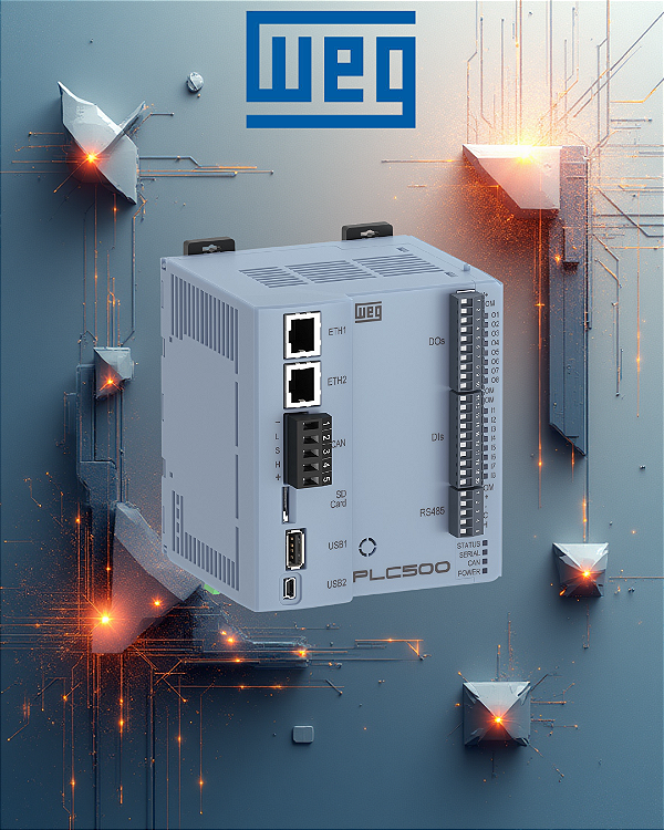 Controlador PLC500 24Vdc com 8 Entradas Digitais e 8 Saídas Digitais