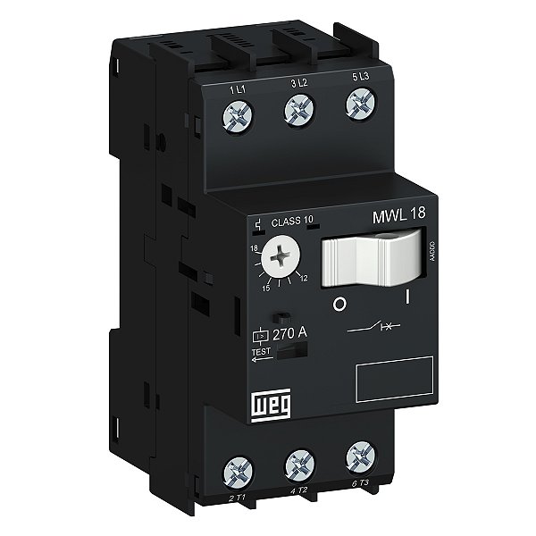 Disjuntor Motor 3P com faixa de Ajuste 0,1...0,16A MWL18-3-C016 Weg