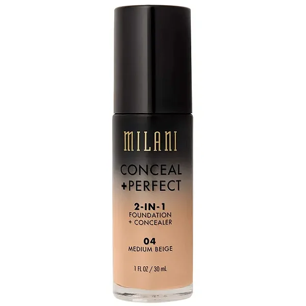 BASE LÍQUIDA MILANI CONCEAL + PERFECT 2 EM 1 COR 04 MEDIUM BEIGE 30ML