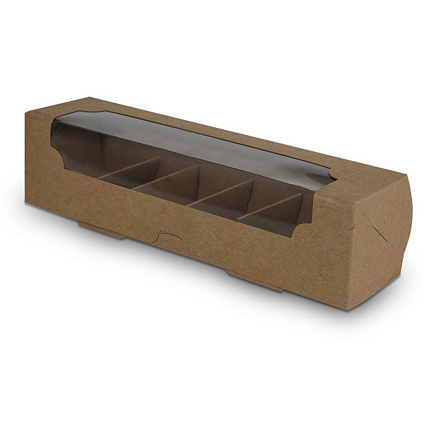 Caixa para 6 Macarons Quadrada Kraft - 10 Unidades