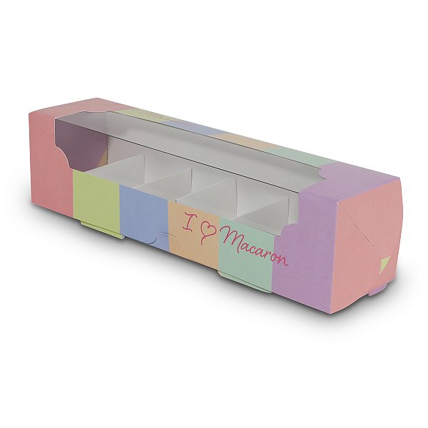 Caixa para 6 Macarons Quadrada Colors - 10 Unidades