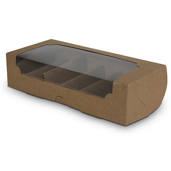Caixa para 12 Macarons Quadrada Kraft - 10 Unidades