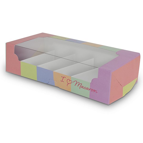 Caixa para 12 Macarons Quadrada Colors - 10 Unidades
