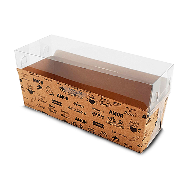Forma Caseirinho 400g Kraft Letras - 18x6x5cm Com Tampa - 10 Unidades