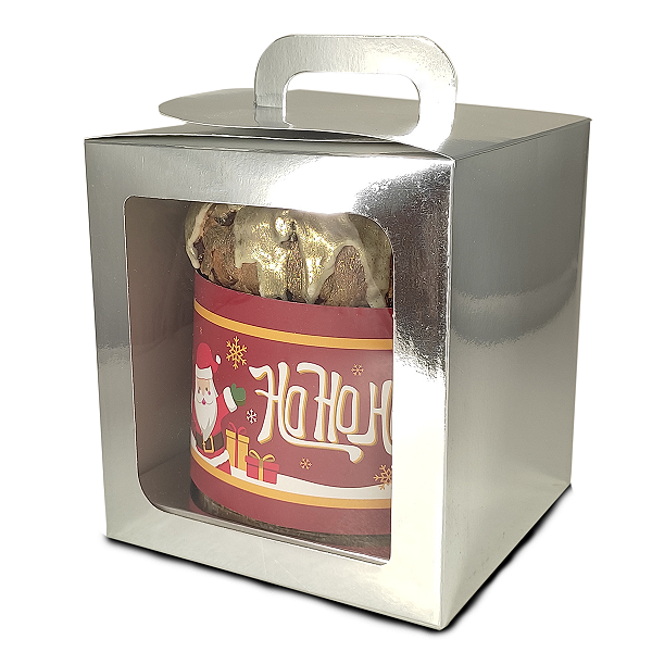 Caixa Maleta para Panetone de 500g - 15x15x17 - Prata - 10 Unidades