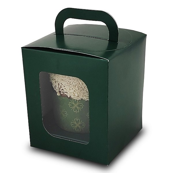 Caixa Maleta para Panetone de 500g - 15x15x17 - Verde - 10 Unidades