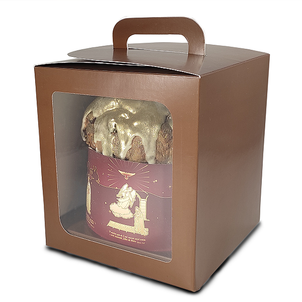 Caixa Maleta para Panetone de 500g - 15x15x17 - Marrom - 10 Unidades