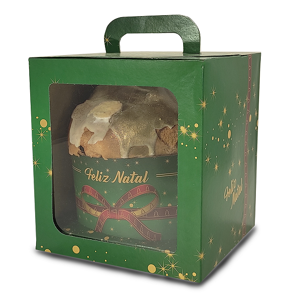 Caixa Maleta para Panetone de 500g - 15x15x17 - Feliz Natal Laços - 10 Unidades