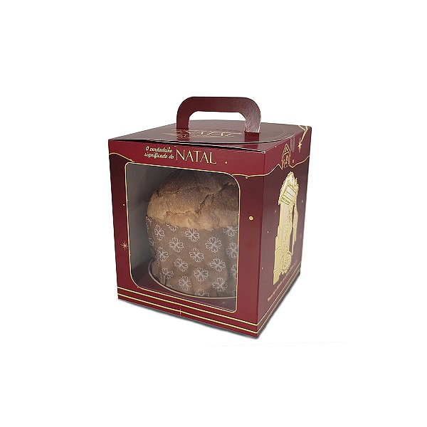 Caixa Maleta para Panetone de 250g - 11x11x13 - Mensagens - 10 Unidades