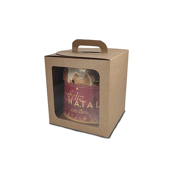 Caixa Maleta para Panetone de 250g - 11x11x13 - Kraft - 10 Unidades