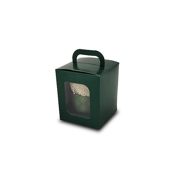 Caixa Maleta para Panetone de 100g - 9x9x11 - Verde - 10 Unidades