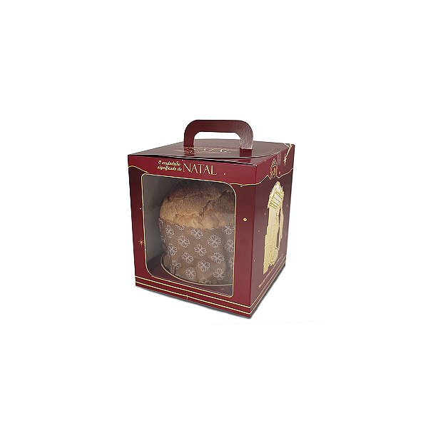 Caixa Maleta para Panetone de 100g - 9x9x11 - Mensagens - 10 Unidades
