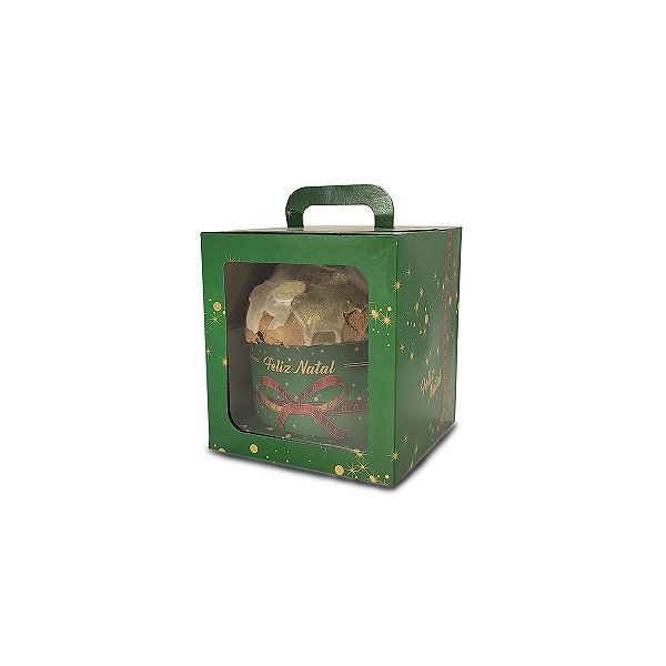 Caixa Maleta para Panetone de 100g - 9x9x11 - Feliz Natal Laços - 10 Unidades