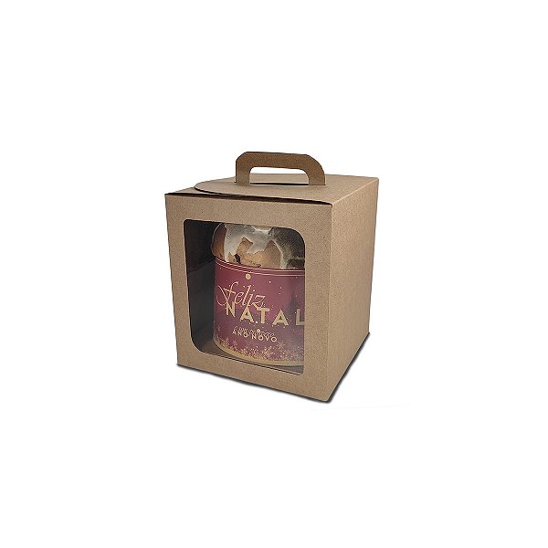 Caixa Maleta para Panetone de 100g - 9x9x11 - Kraft - 10 Unidades
